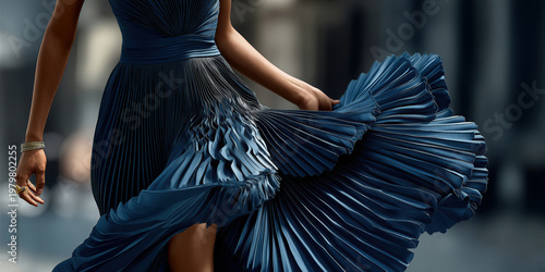 Lively dance performance emphasizing rhythm and elegance of swirling pleated fabric
