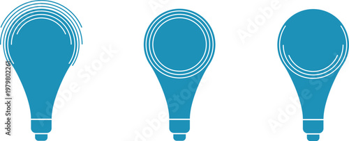 electric light bulbs with lights on, simple technology light bulb icons, light and energy