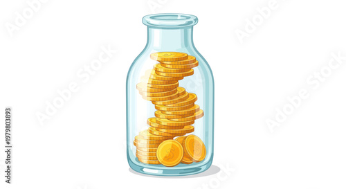 Saving Coins in Glass Jar for Financial Growth and Investment