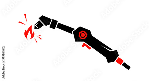 Welding Torch with Flame Icon Vector Illustration