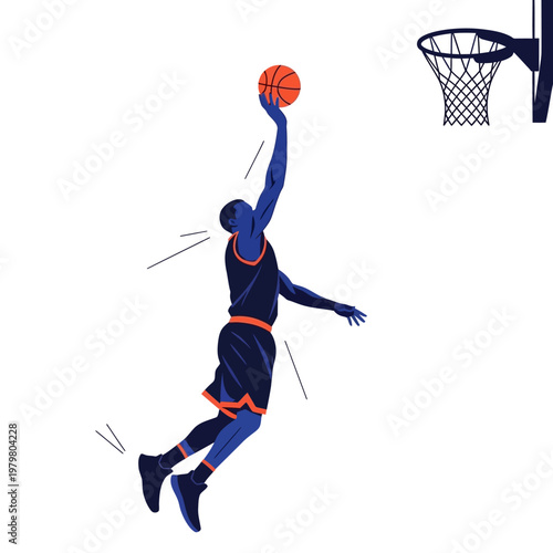 Basketball Player Dunking on White Background