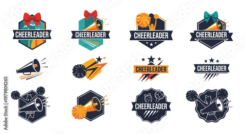Cheerleader Badges and Emblems Collection - Team Spirit and Support Graphics
