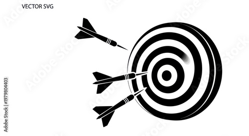 Dartboard with Three Darts Hitting Target Center - Success and Precision