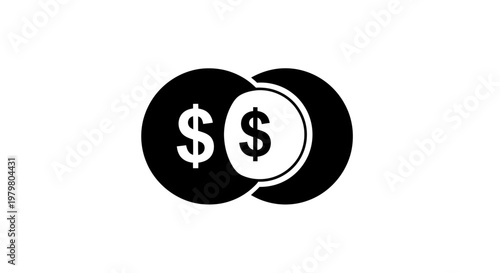 Dollar Coins Icon, Money Exchange, Financial Transaction Concept