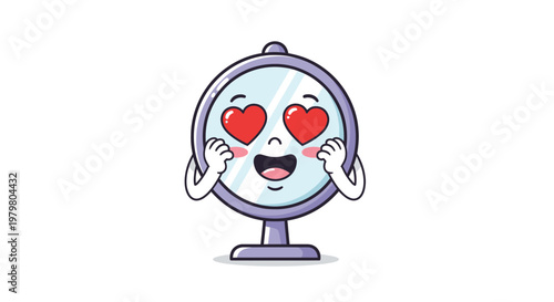 Cute Mirror Character with Heart Eyes, Expressing Love and Admiration