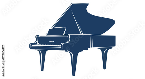 Elegant Grand Piano Silhouette, Musical Instrument Icon, Classic Design