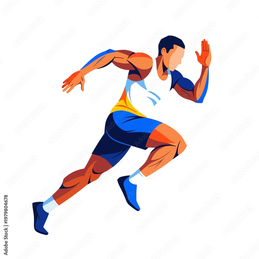Fototapeta premium Athletic Runner Sprinting Fast Motion Athlete Vector Illustration