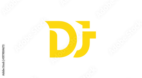 Modern Yellow DJ Logo on White Background