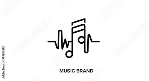 Music Note Soundwave Logo Icon - Audio Beat Rhythm Pulse