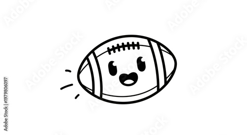 A cartoon rugby ball with a face.
