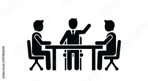 Business professionals having a productive meeting while sitting around a table to discuss important corporate company goals