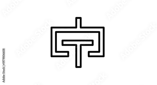 Simple black line maze icon design.