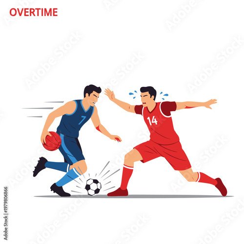Soccer and Basketball Players in Overtime Showdown