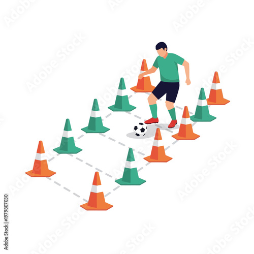 Soccer Player Training Drills with Cones, Football Agility Exercise