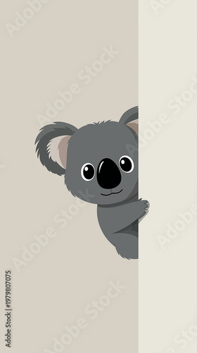 Obraz na płótnie A cute koala peeking around a corner with a friendly expression