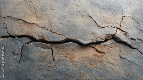 Cracked Surface Texture of Old Stone with Earthy Tones Ideal for Backgrounds and Natural Element Designs in Various Artistic Applications