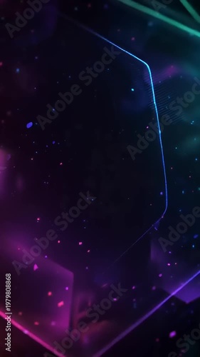 Abstract Neon Hexagons Futuristic Technology Background
