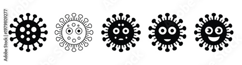 Bacteria and microbe icon set, pathogen and virus elements with transparent background, microbiology and healthcare symbols, clean modern isolated