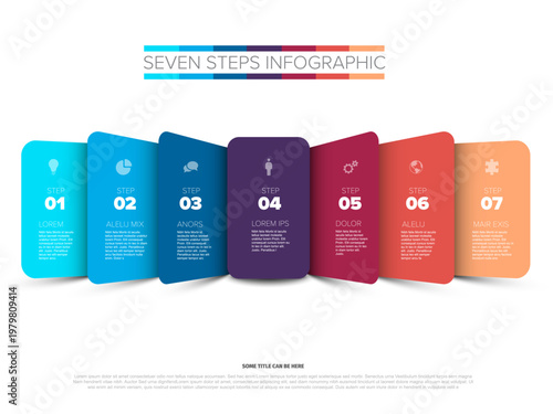 Seven steps infographic showing a colorful, modern template. This seven steps infographic emphasizes each step with vibrant colors and clear step labels for clarity.