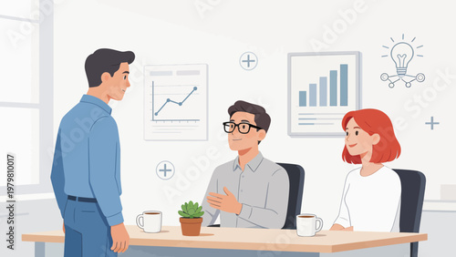 office meeting with three people