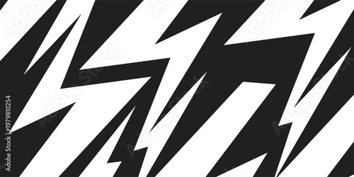 Abstract black and white background with spikes and zigzag line pattern