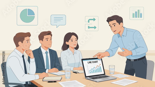 Business meeting with data presentation