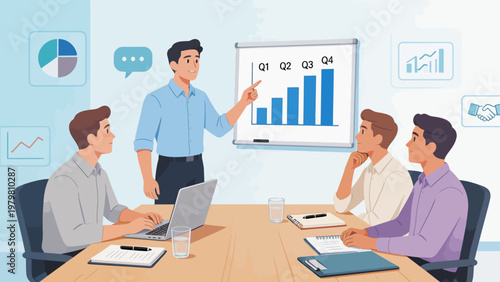 Business meeting with data presentation