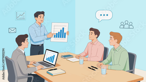 Business meeting with data presentation