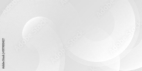 White abstract dot background with geometric shapes. Modern circle lines pattern. Minimal geometric design.  Suit for cover, poster.