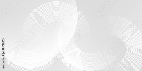 White abstract dot background with geometric shapes. Modern circle lines pattern. Minimal geometric design.