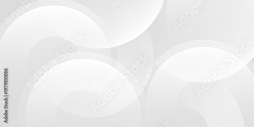 White abstract dot background with geometric shapes. Modern circle lines pattern. Minimal geometric design.