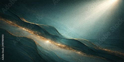 Abstract light rays background teal glowing wave texture