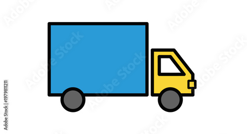 A 3d vector illustration of a delivery truck icon used for shipping cargo and freight in the logistics industry