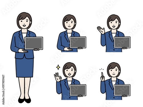 タブレットを見せながら説明している女性