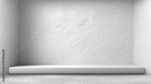 Minimalist Empty Room with White Walls and Clean Shelf Ready for Display or Product Placement in Photography or Interior Design Projects