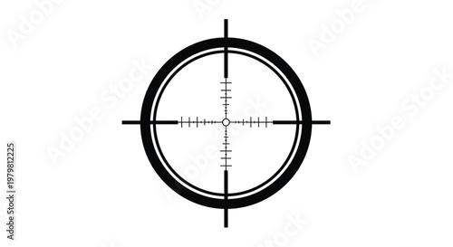 Black sniper scope crosshair symbol isolated on a white background for precision aiming and targeting military games