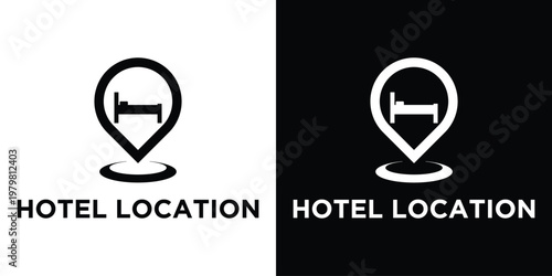 Hotel Location Icon: A modern hotel location icon. This image suitable for Hotel, Travel and tourism industry.