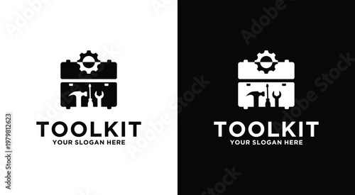 Toolkit Design: A graphic rendering of a tool kit, showcasing essential tools. This versatile design is suitable for various applications, representing concepts like construction, repair.