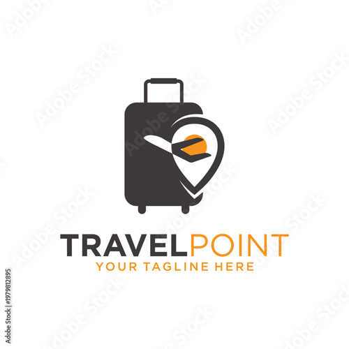 Travel Point Logo: A stylish logo featuring a travel suitcase, a location pin, and the phrase Travel Point. It is an embodiment of the joy of traveling.