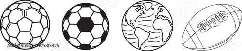 Iconic sports balls and a globe symbolizing worldwide athletic unity Vector

