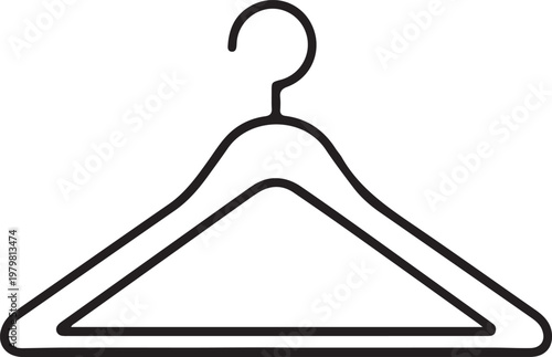 Simple outline icon of a clothes hanger for garments