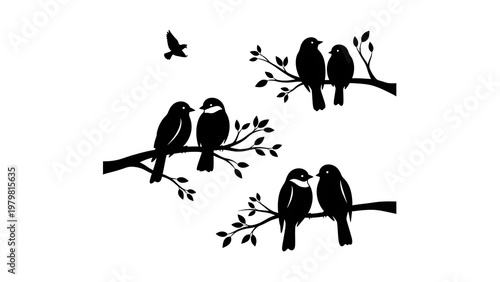 Black ducks flying in v-formation, isolated on a transparent background