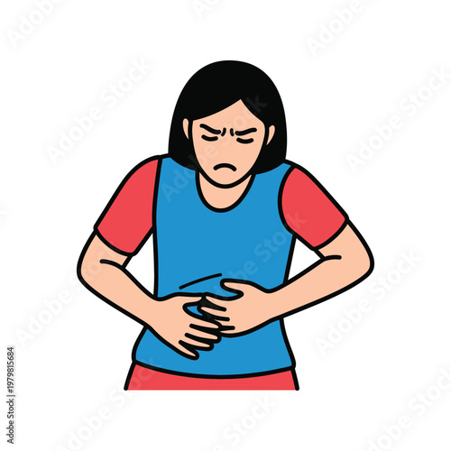 Woman Suffering from Stomach Pain Illustration Vector Illustrator