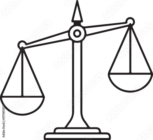 Scales of justice icon, legal balance symbol