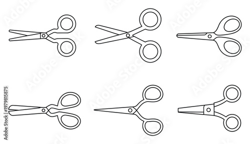 Collection of Six Different Black and White Line Scissors