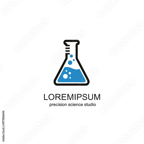 Beaker with blue liquid science.