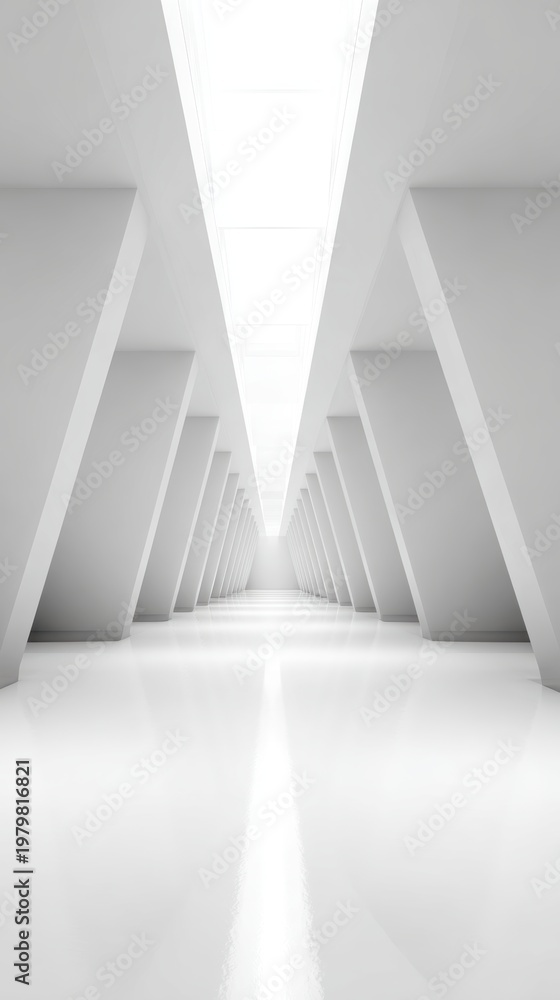 Fototapeta premium Modern Minimalist Architecture with Bright Empty Corridor Design
