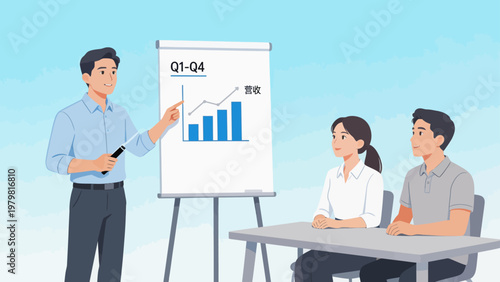 Business presentation with chart