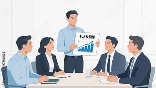 Business meeting with growth chart presentation