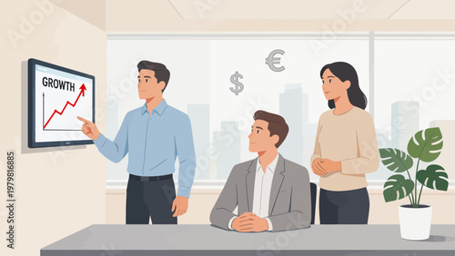 Business team discussing growth chart